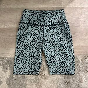 Blue cheetah biker shorts with little front pocket